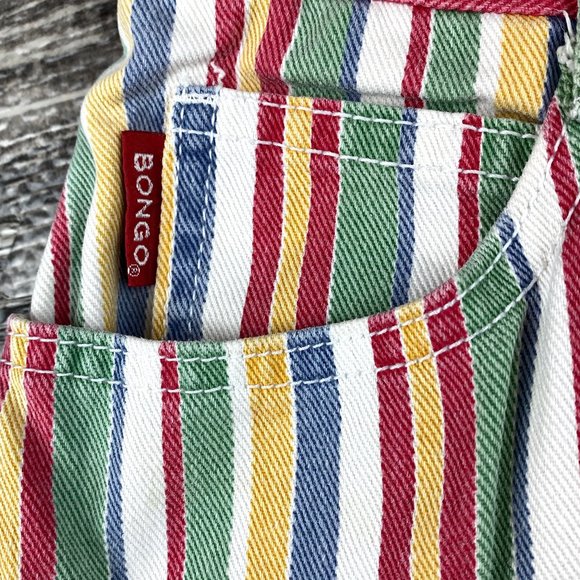 Vintage Bongo High Waist Striped Denim Jean Shorts Size 11 - Picture 3 of 5
